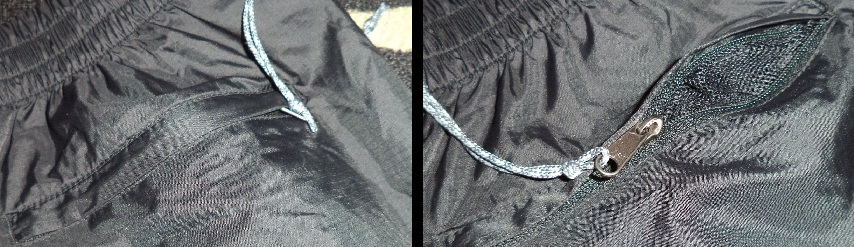 Pocket showing zipper open and closed